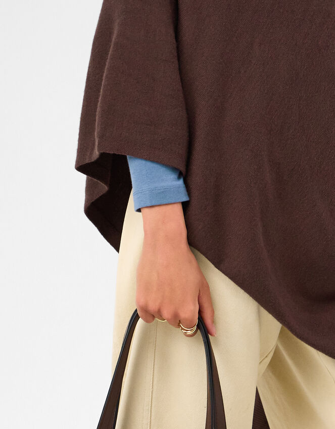 Knit Poncho, Brown (CHOCOLATE), large