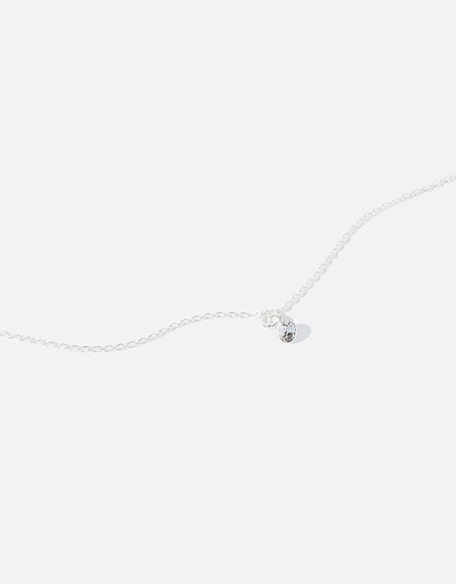 Sterling Silver Crystal Pendant Necklace, , large