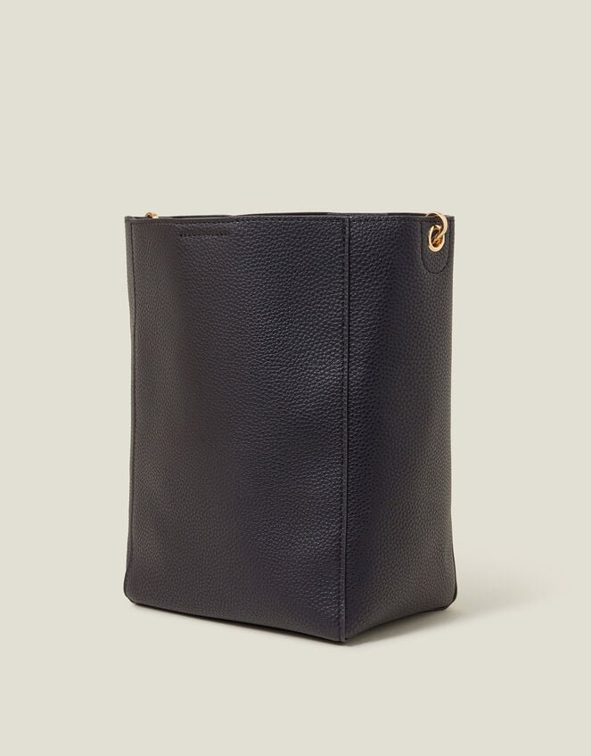 Faux Leather Bucket Bag, Black (BLACK), large