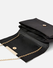 Satin Clutch Bag, Black (BLACK), large