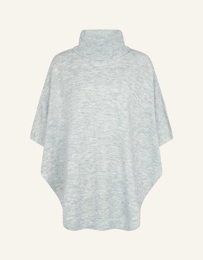 Cosy Knit Poncho, Grey (GREY), large