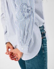 Embroidered Stripe Shirt, Blue (LIGHT BLUE), large