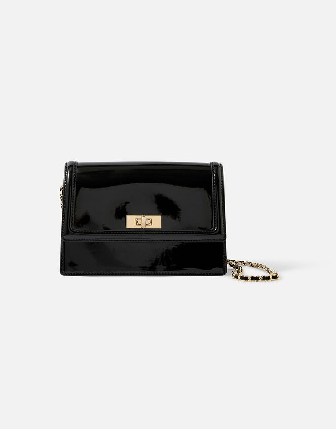 Boxy Patent Cross-Body Bag , Black (BLACK), large