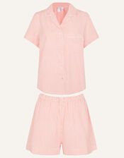 Seersucker Stripe Short Pyjama Set, Orange (CORAL), large