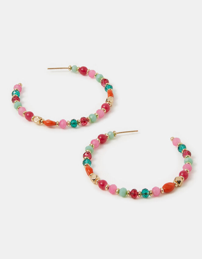 Beaded Hoop Earrings, , large