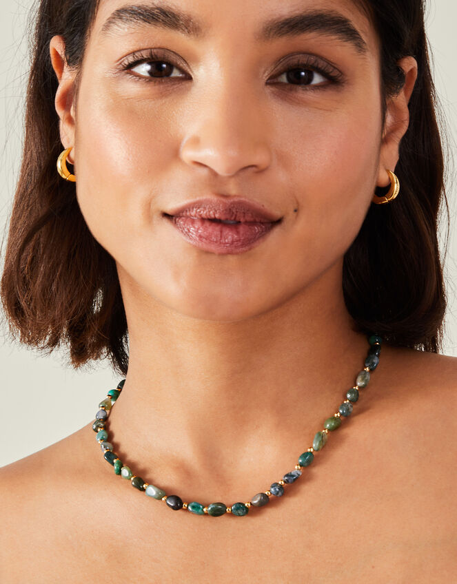 14ct Gold-Plated Stone Beaded Necklace, , large