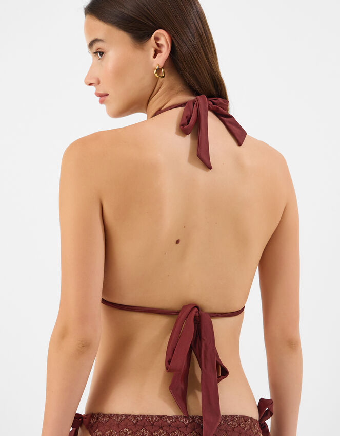 Shimmer Crochet Triangle Bikini Top, Bronze (BRONZE), large