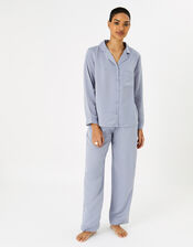 Crinkle Satin Button Pyjama Set, Grey (GREY), large