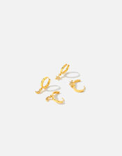 14ct Gold-Plated Star and Moon Hoops Set of Two, , large