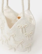 Pearl Bow Beaded Bridal Bag, , large