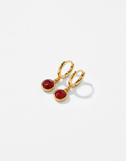 Gold-Plated Birthstone Earrings - January, , large