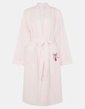 Stripe Embroidered Dressing Gown, Pink (PINK), large