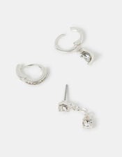 3-Pack Stone Drop Hoop Earrings, , large