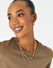 Gold-Plated Chunky Chain Necklace, , large
