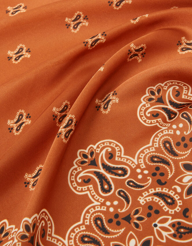Paisley Print Square Satin Scarf, , large