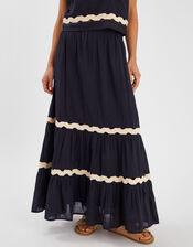 Ric Rac Tiered Maxi Skirt, Black (BLACK), large