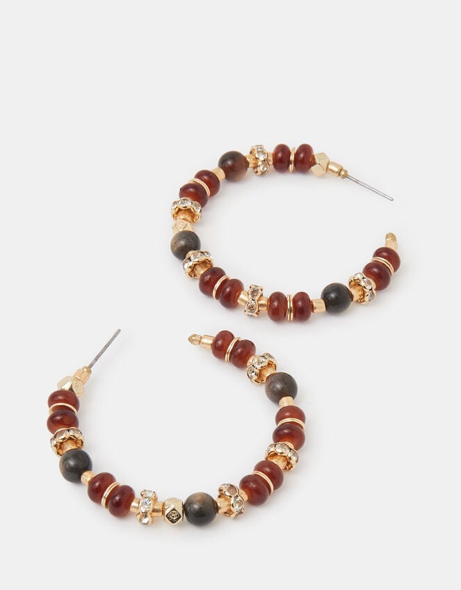 Mix Bead Hoop Earrings, , large