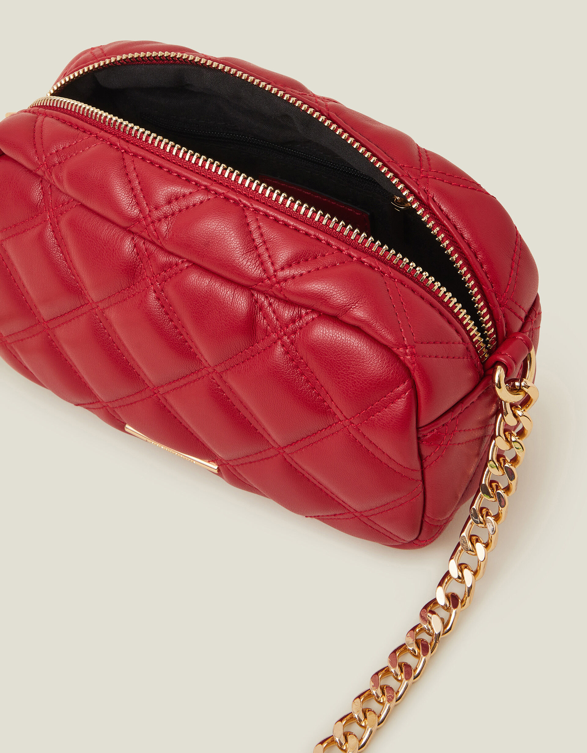 Quilted Chunky Chain Camera Bag Red
