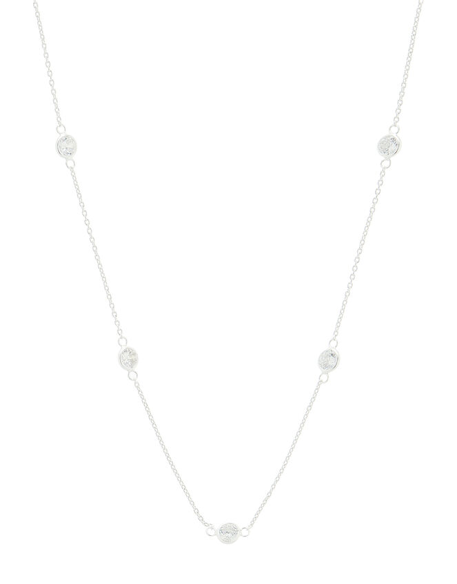 Sterling Silver Sparkle Station Necklace, , large