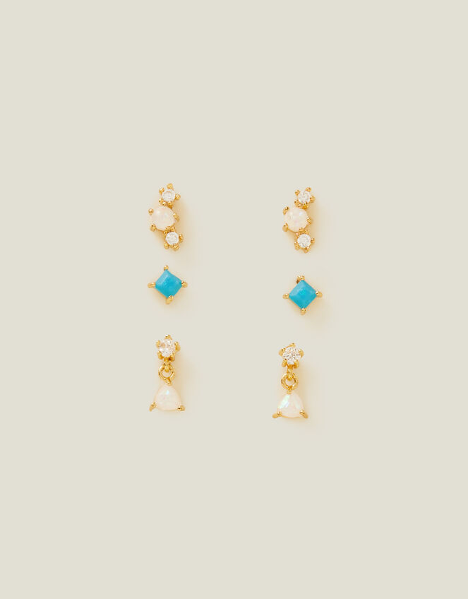14ct Gold-Plated Studs Set of Three, , large