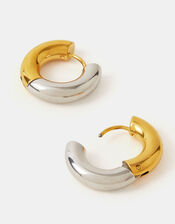 Stainless Steel Two Tone Hoop Earrings, , large