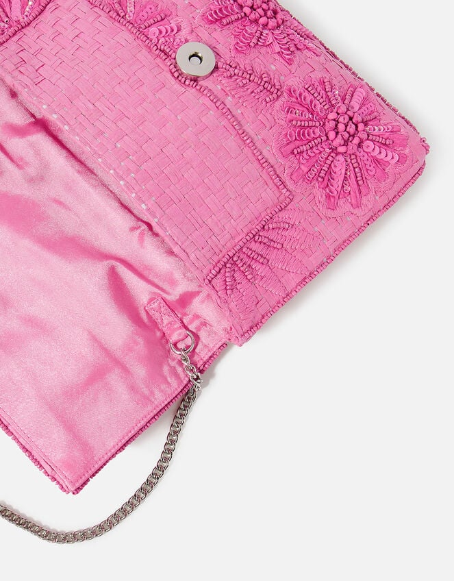 Natural Embellished Clutch Bag, Pink (PINK), large