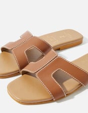 Contrast Stitch Leather Sandals , Tan (TAN), large