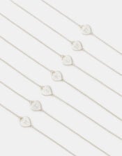 Sterling Silver Heart Initial Bracelet, Silver (ST SILVER), large