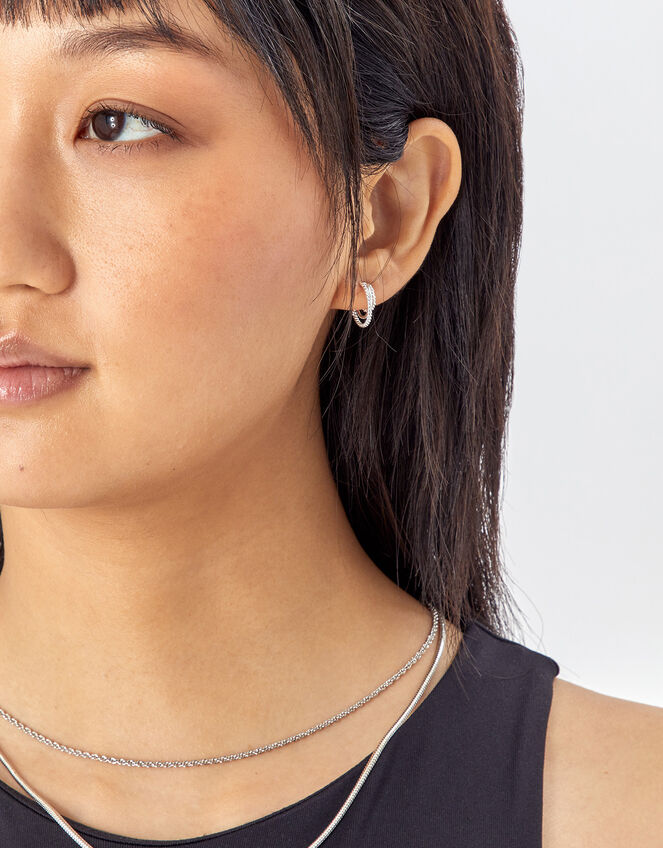 Triple Silver Half Hoop Earrings main image 1