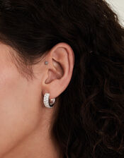 Sterling Silver-Plated Chunky Hoop Earrings, , large