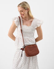 Woven Crossbody Bag, Tan (TAN), large