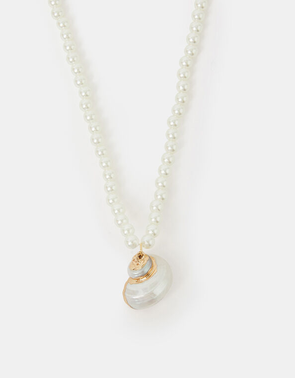 Shell Pendant Pearl Necklace, , large