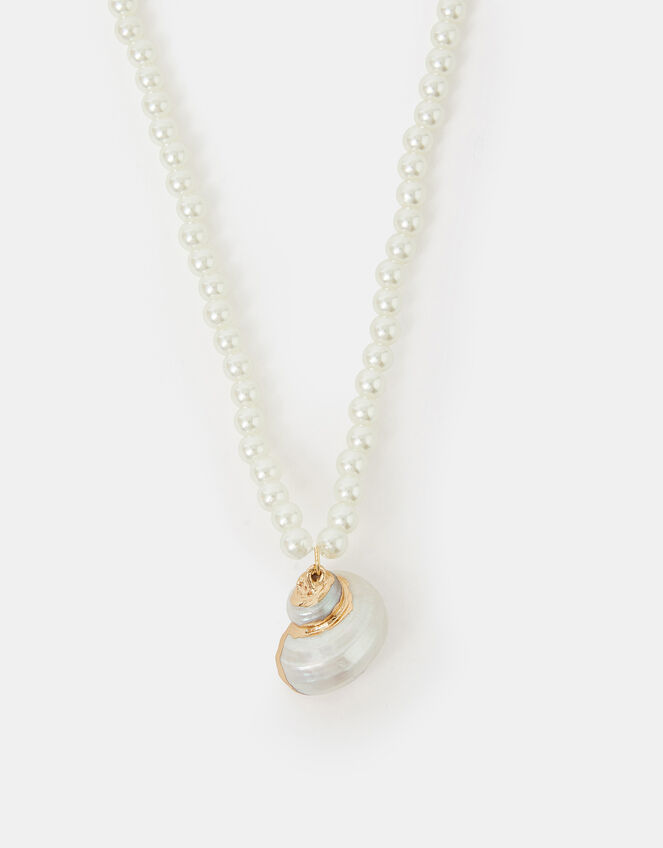 Shell Pendant Pearl Necklace, , large