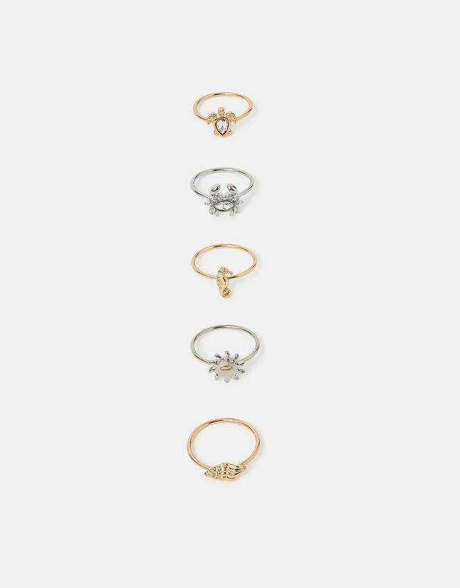 5-Pack Sea Friends Rings, Gold (GOLD), large