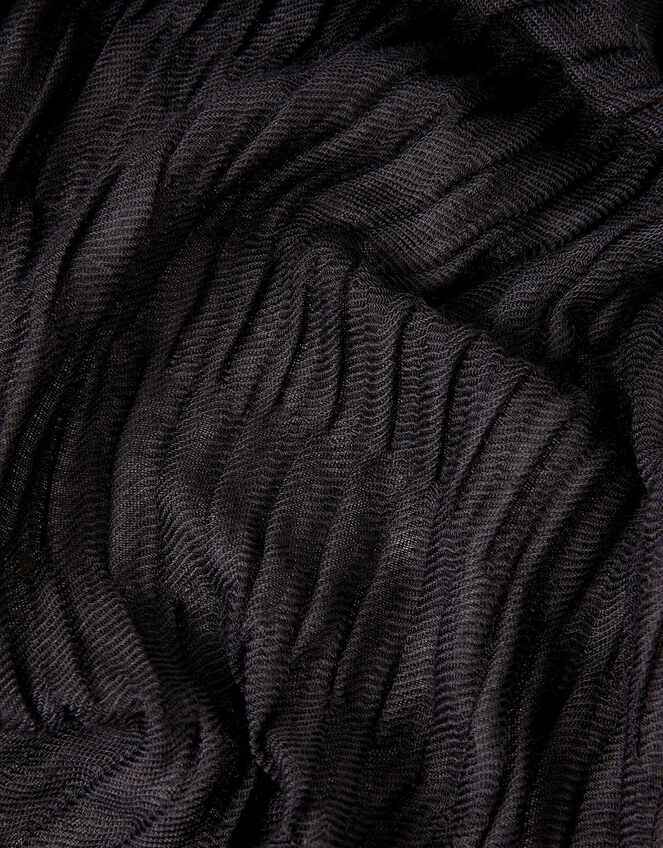 Textured Pleat Scarf, Black (BLACK), large