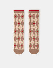 Argyle Heart Socks, , large