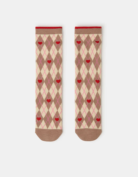 Argyle Heart Socks, , large