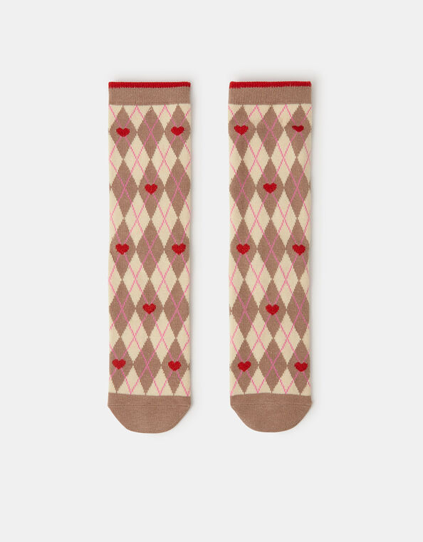 Argyle Heart Socks, , large
