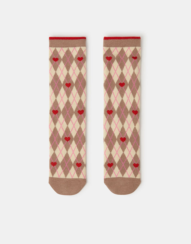 Argyle Heart Socks, , large