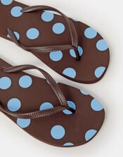 Polka Dot Flip Flops, Brown (CHOCOLATE), large