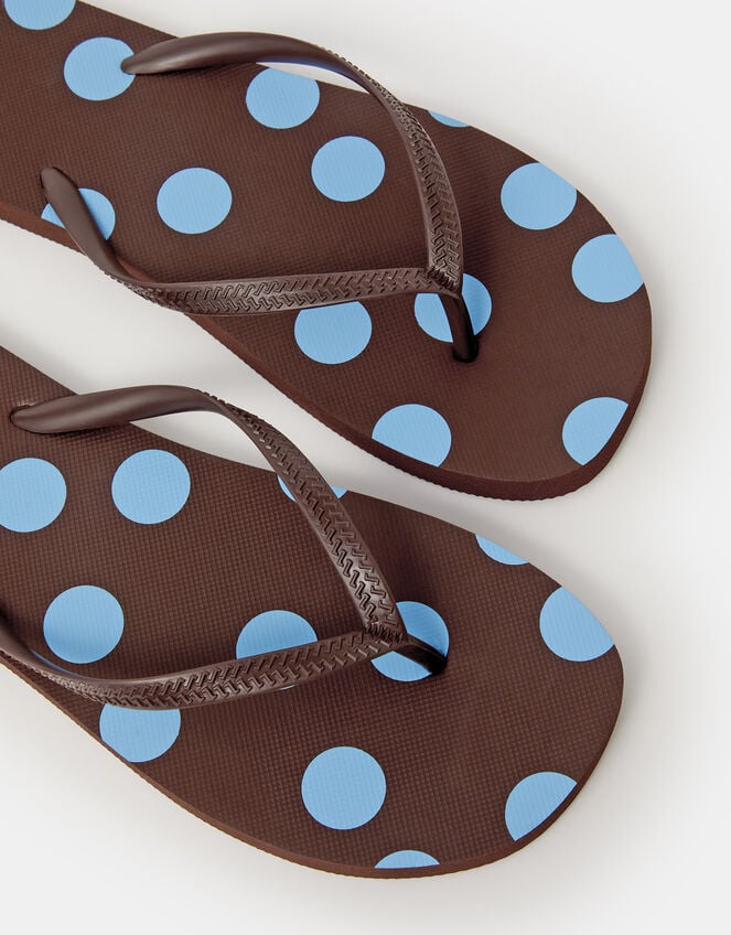 Polka Dot Flip Flops, Brown (CHOCOLATE), large