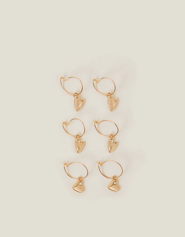 3-Pack Heart Hoop Earrings, , large