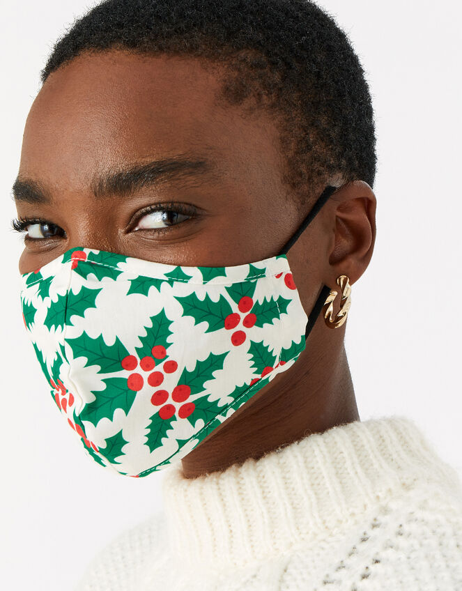 Christmas Jolly Holly Face Covering, , large