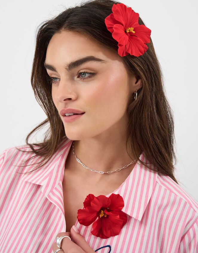 2-Pack Hibiscus Snap Clips, Red (RED), large