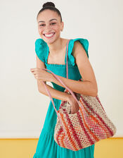 Stripe Macrame Shopper Bag, , large