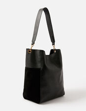 Chloe Leather Shoulder Bag, Black (BLACK), large