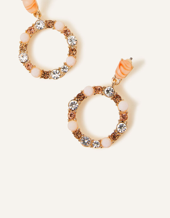 Eclectic Stone Circle Drop Earrings, , large