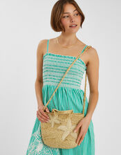 Embroidered Starfish Jute Tote Bag, , large