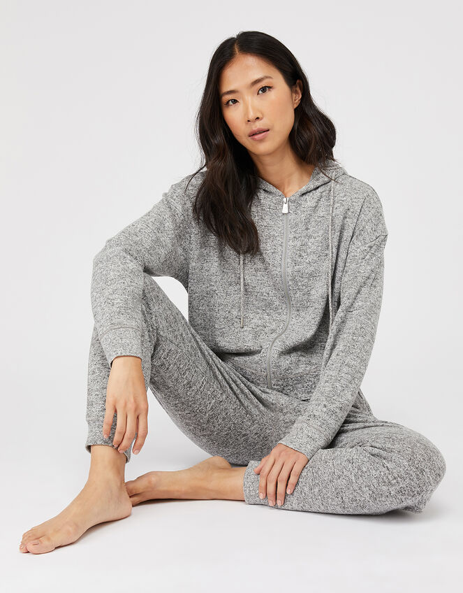 Grey Marl Zip Hoody, Grey (GREY), large