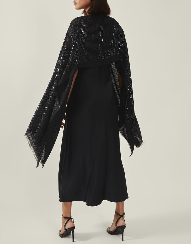 Sequin Embellished Poncho, Black (BLACK), large